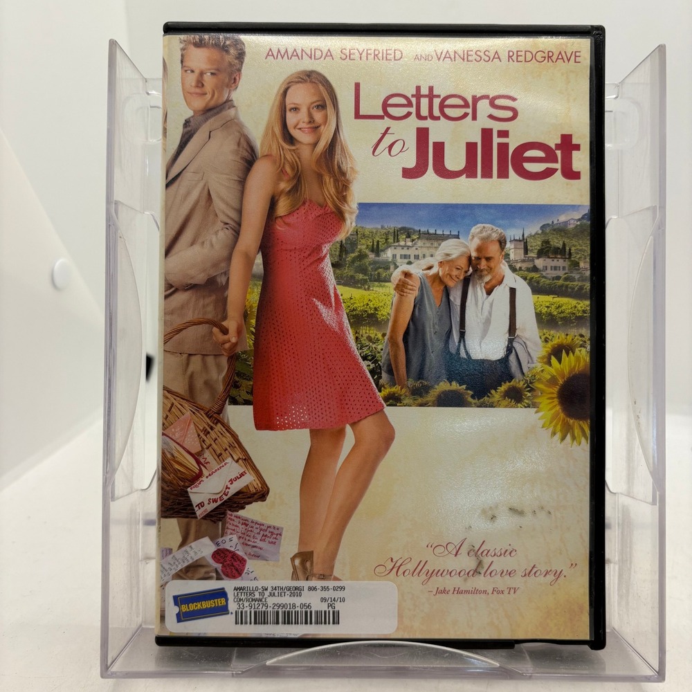 Letters to Juliet DVD 2010 Amanda Seyfried Vanessa Redgrave Blockbuster Case